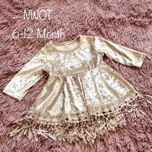 NWOT Vintage Princess Velvet Tassels Dress 6-12M